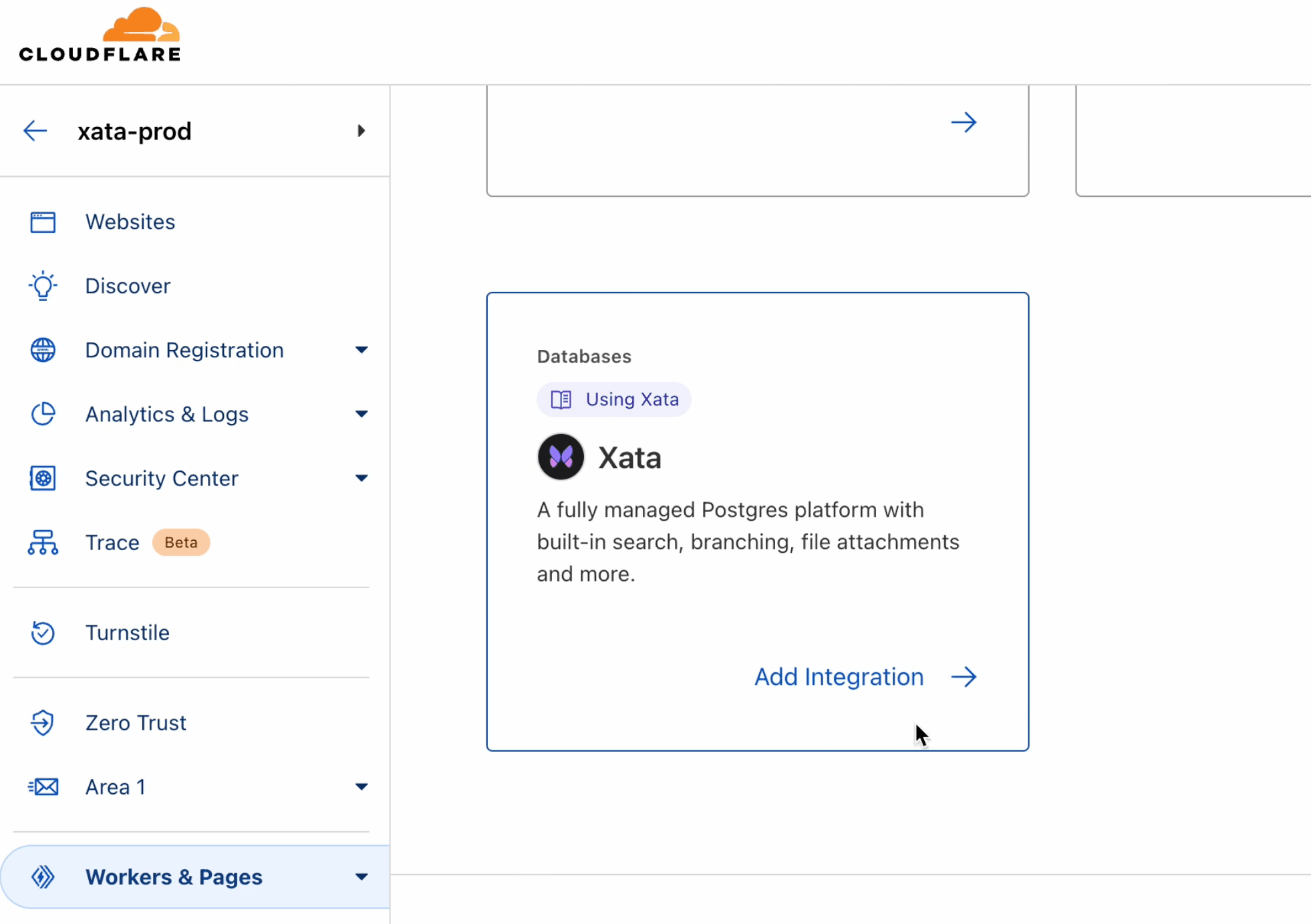 Guided Xata Cloudflare integration